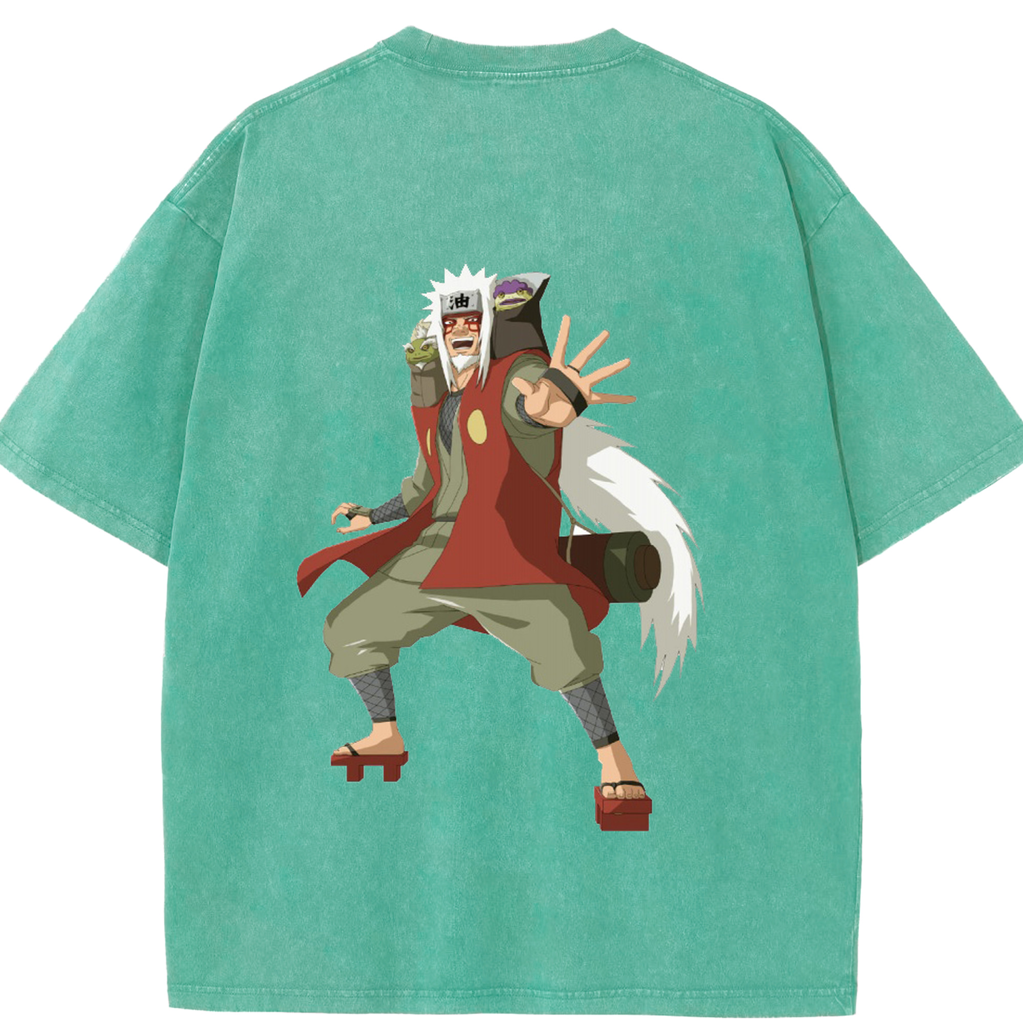 （画像用） NARUTO -ナルト- 自来也（じらいや） Jiraiya 綿100% ヴィンテージ風 半袖Tシャツ（背面プリント）